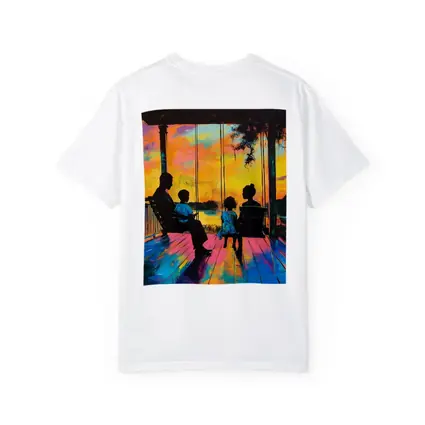 Family Porch Swing Colorful Sunset Painting