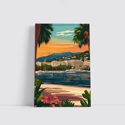 Cannes France Waterfront Sunset Travel Art