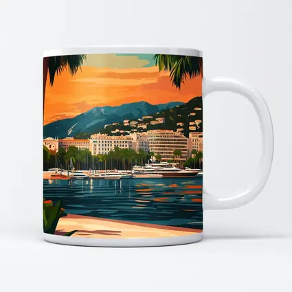 Cannes France Waterfront Sunset Travel Art