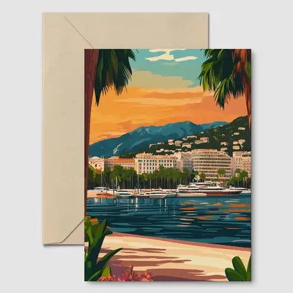 Cannes France Waterfront Sunset Travel Art
