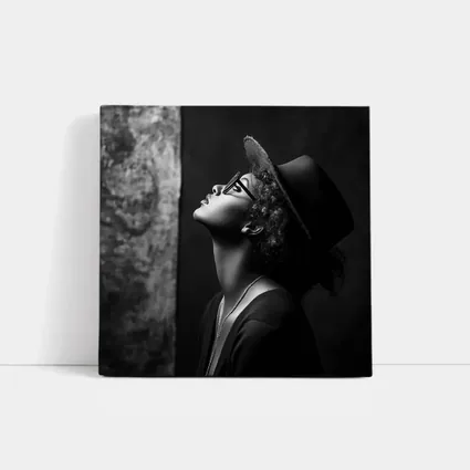 Black and White Woman Portrait Dark Background