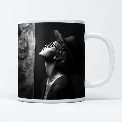 Black and White Woman Portrait Dark Background