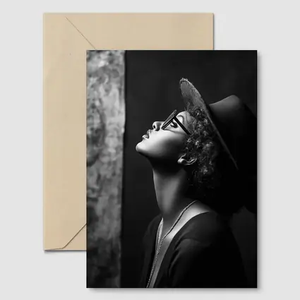 Black and White Woman Portrait Dark Background