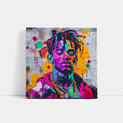 Colorful Hip Hop Portrait Graffiti Wall Art