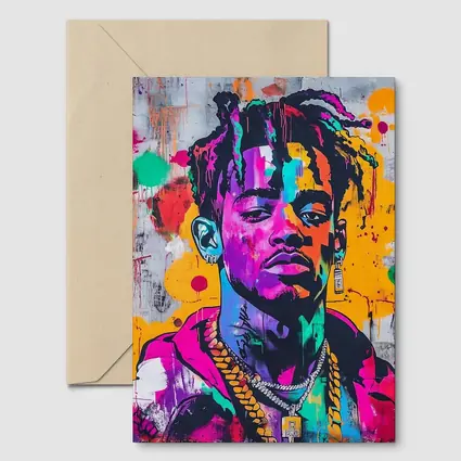 Colorful Hip Hop Portrait Graffiti Wall Art