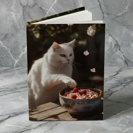 White Cat Cherry Blossoms Garden Bowl