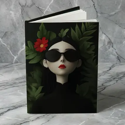 Dark Aesthetic Woman Sunglasses Red Flower Leaves