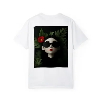 Dark Aesthetic Woman Sunglasses Red Flower Leaves