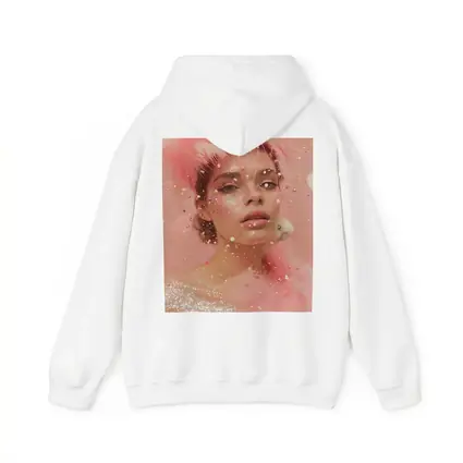 Pink Glitter Woman Portrait Feather Fashion