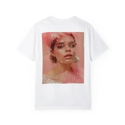 Pink Glitter Woman Portrait Feather Fashion