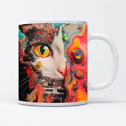 Tuxedo Cat Psychedelic Colorful Abstract Art