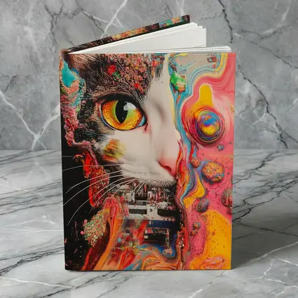 Tuxedo Cat Psychedelic Colorful Abstract Art