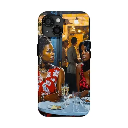 Two Women Dining at Night Restaurant