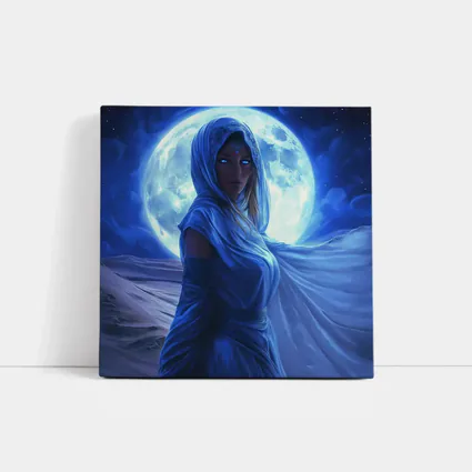 Fantasy Woman Blue Moon Desert Night Art