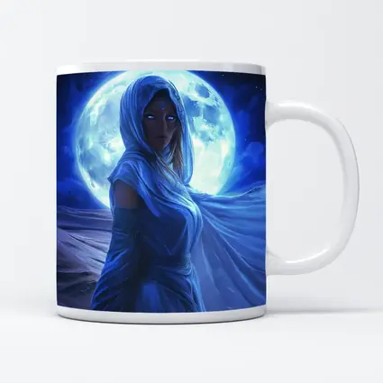 Fantasy Woman Blue Moon Desert Night Art