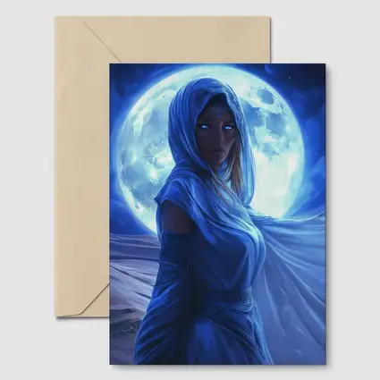 Fantasy Woman Blue Moon Desert Night Art
