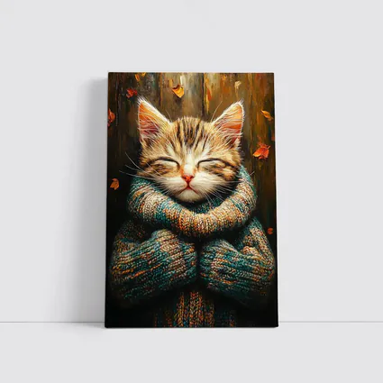Cozy Tabby Kitten Wrapped In Knit Sweater