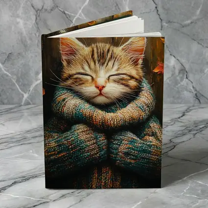 Cozy Tabby Kitten Wrapped In Knit Sweater