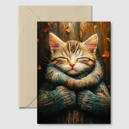 Cozy Tabby Kitten Wrapped In Knit Sweater
