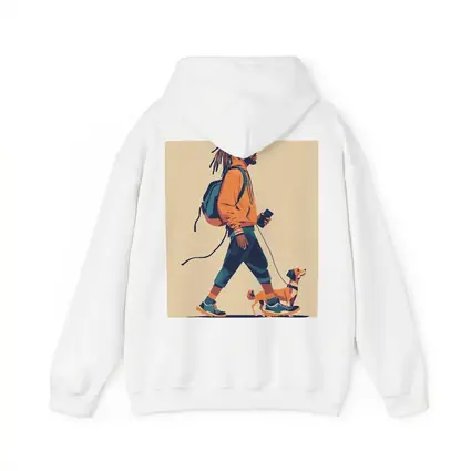 Man Walking Dog Flat Art Style