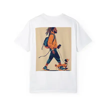 Man Walking Dog Flat Art Style