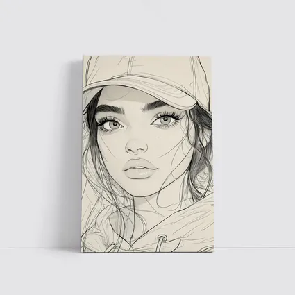 Young Woman Sketch Line Art Portrait