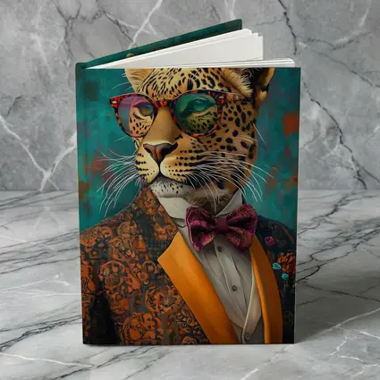 Dapper Leopard In Suit Teal Background