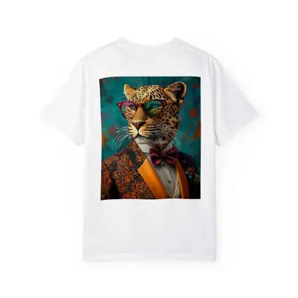 Dapper Leopard In Suit Teal Background