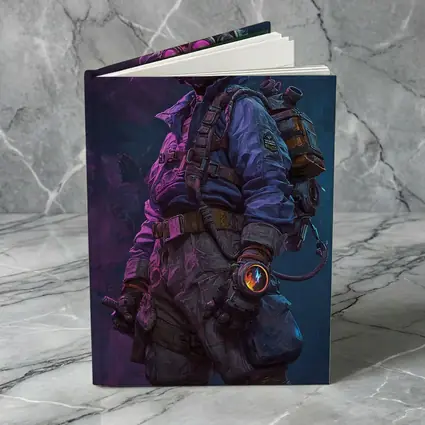 Cyberpunk Soldier Gas Mask Neon Lightning Art