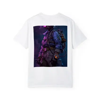 Cyberpunk Soldier Gas Mask Neon Lightning Art
