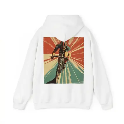 Retro Cyclist Racing Sunburst Propaganda Art Style