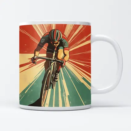 Retro Cyclist Racing Sunburst Propaganda Art Style