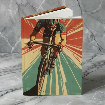 Retro Cyclist Racing Sunburst Propaganda Art Style