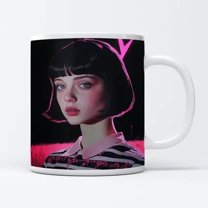 Dark Academia Girl Pink Neon Field Portrait