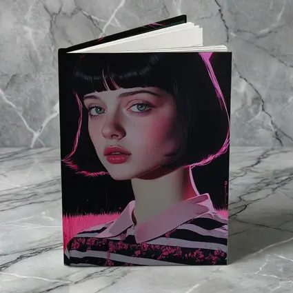 Dark Academia Girl Pink Neon Field Portrait