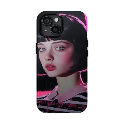 Dark Academia Girl Pink Neon Field Portrait