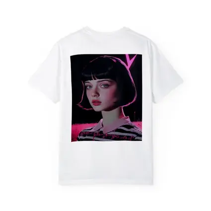 Dark Academia Girl Pink Neon Field Portrait