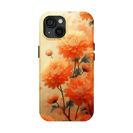 Orange Chrysanthemums With Dragonfly Floral Painting