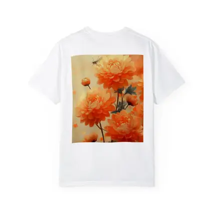 Orange Chrysanthemums With Dragonfly Floral Painting