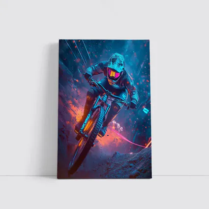 Neon Downhill Mountain Biker Cyberpunk Style