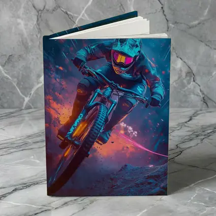 Neon Downhill Mountain Biker Cyberpunk Style