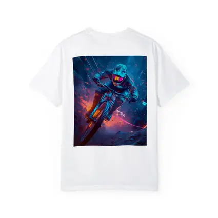 Neon Downhill Mountain Biker Cyberpunk Style