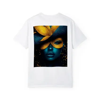 Blue Woman Gold Flower Mask Dark Art
