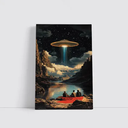 UFO Abduction Beam Canyon Night Sky