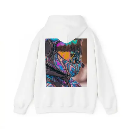 Iridescent Swirl Motorcycle Helmet Rider Portrait