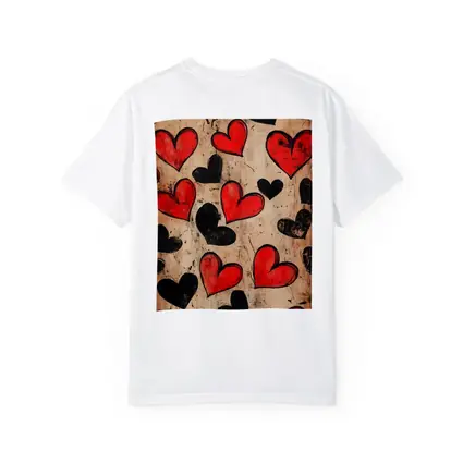 Red Black Hearts Grunge Beige Textured Pattern