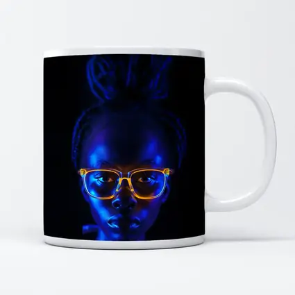 Woman Portrait Glowing Neon Glasses Dark Background
