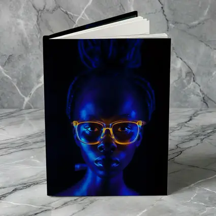 Woman Portrait Glowing Neon Glasses Dark Background
