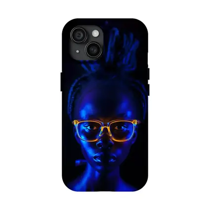 Woman Portrait Glowing Neon Glasses Dark Background