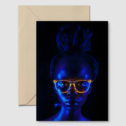 Woman Portrait Glowing Neon Glasses Dark Background